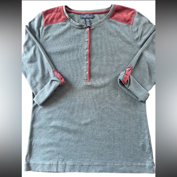 Lauren Ralph Lauren Hunter Green and Brown Suede Henley Shirt - Picture 1 of 8